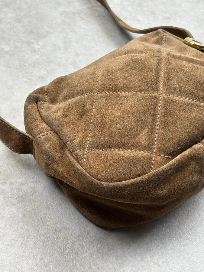 Jil Sander Brown Suede Quilted Crossbody Bag dnFlWaw 6