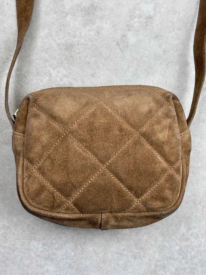Jil Sander Brown Suede Quilted Crossbody Bag dnFlWaw 9