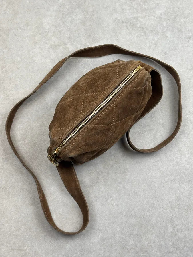 Jil Sander Brown Suede Quilted Crossbody Bag dnFlWaw 11