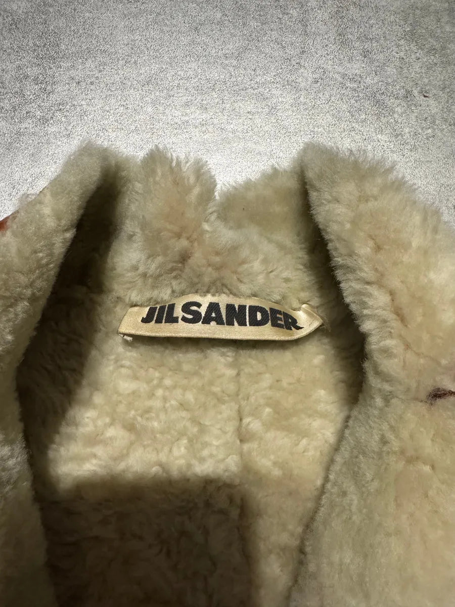 Jil Sander Camel Grilled Leather Long Jacket (S) 6