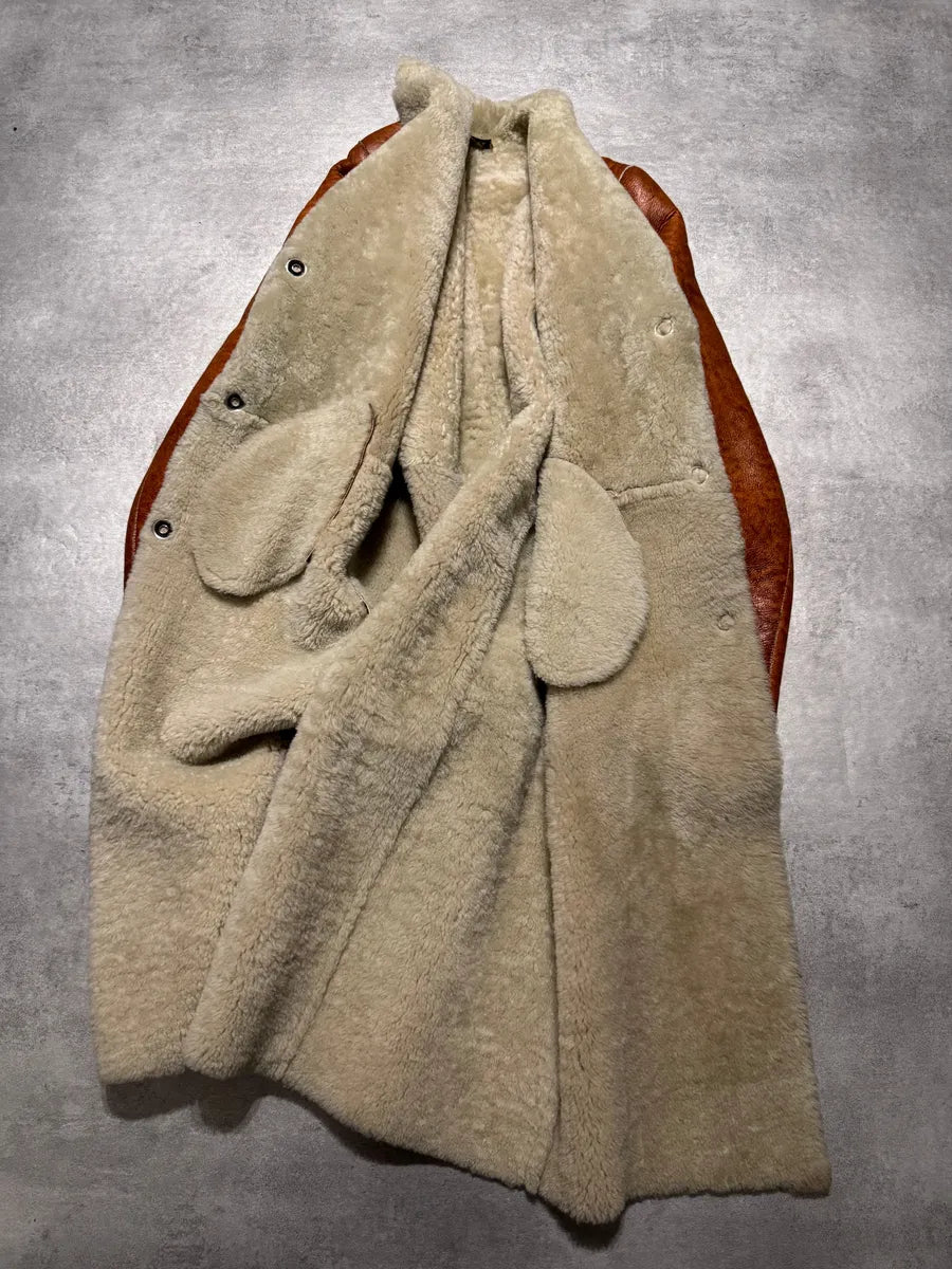 Jil Sander Camel Grilled Leather Long Jacket (S) 9