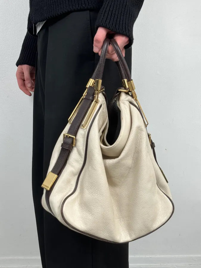 Jil Sander Creamy White Leather Handle Bag UeEEYvv 2