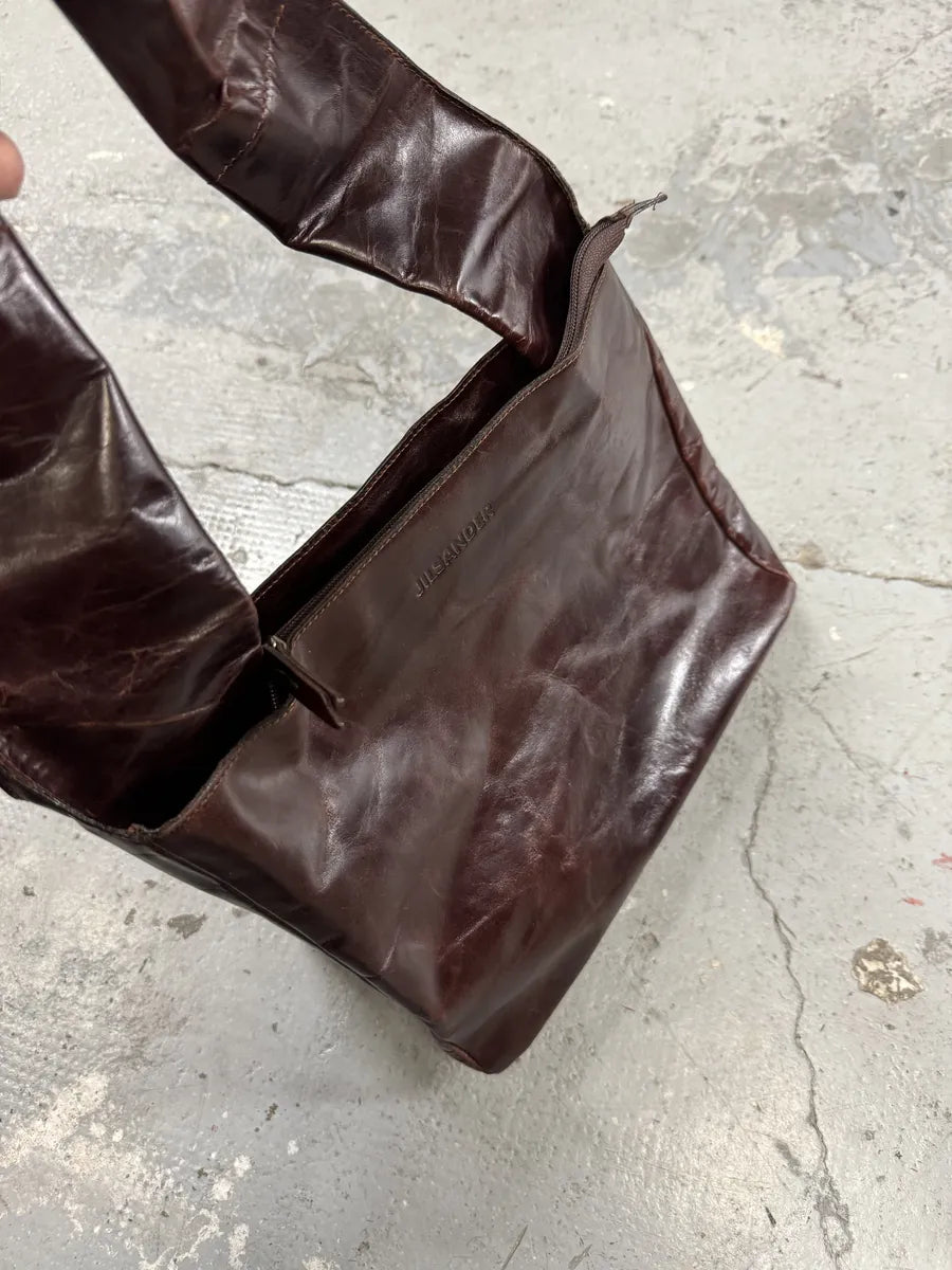 Jil Sander Eroded Brown Leather Bag (OS) DsFTake 5