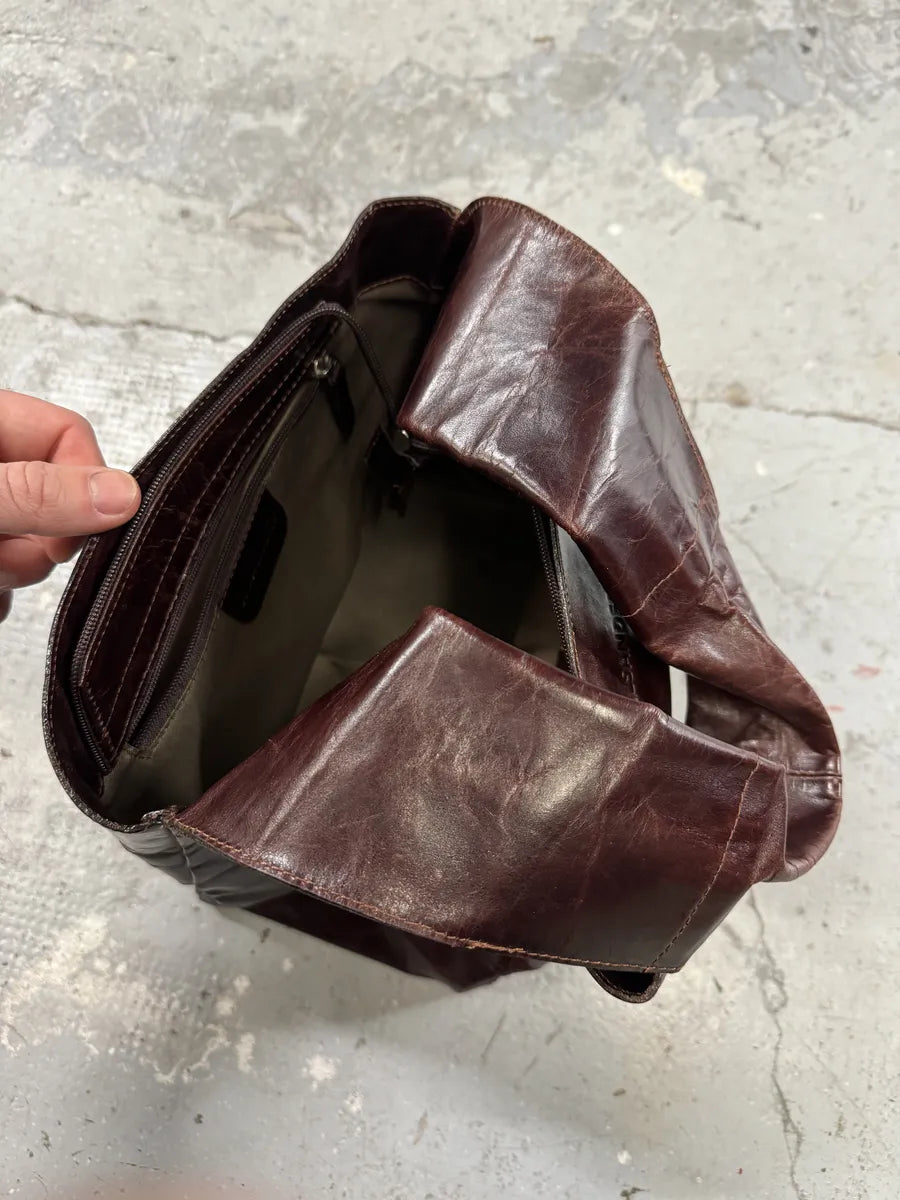 Jil Sander Eroded Brown Leather Bag (OS) DsFTake 6