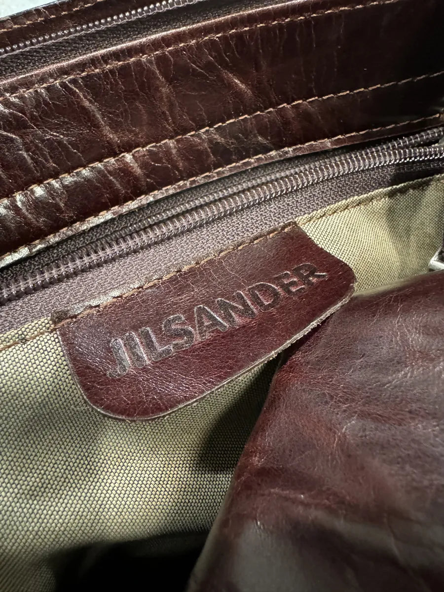 Jil Sander Eroded Brown Leather Bag (OS) DsFTake 7