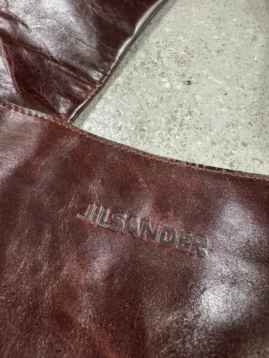 Jil Sander Eroded Brown Leather Bag (OS) DsFTake 9