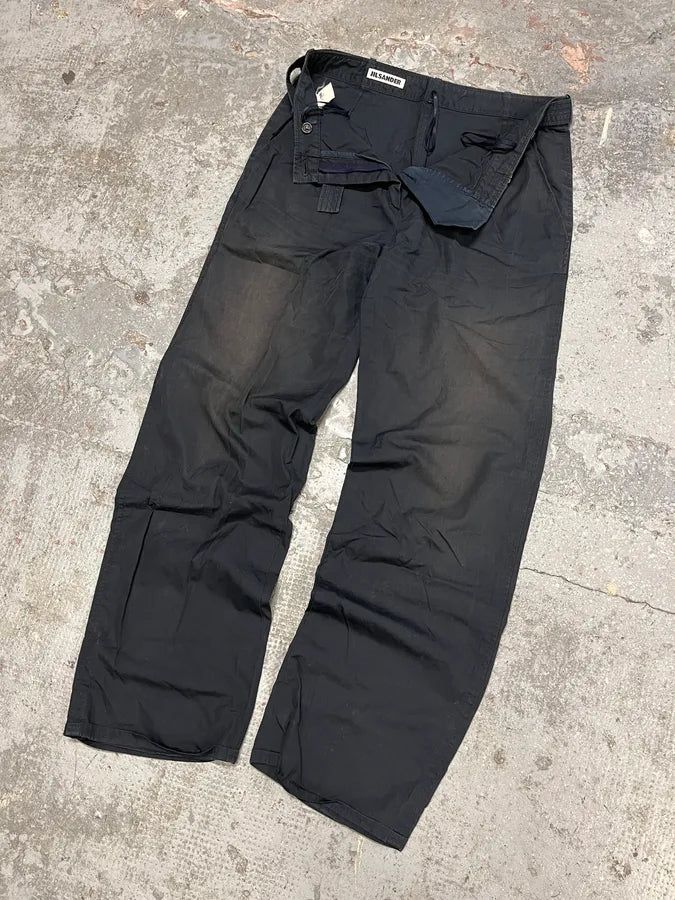 Jil Sander Faded Black Soft Belted Pants (S/M) BXJrAIe 4