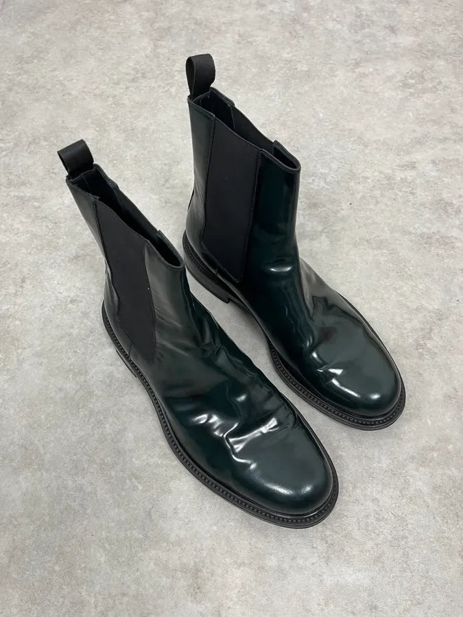 Jil Sander Green Classy Leather Chelsea Boots WLsuIPS 5