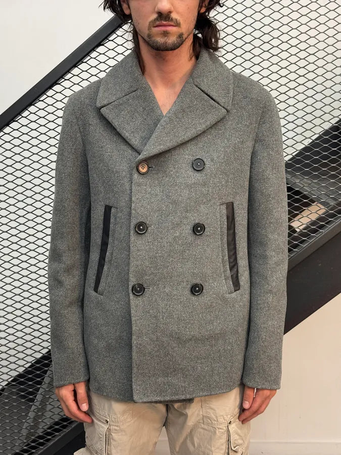 SS2013 Jil Sander Grey Wool Peacoat Caban XxkhCyw 0
