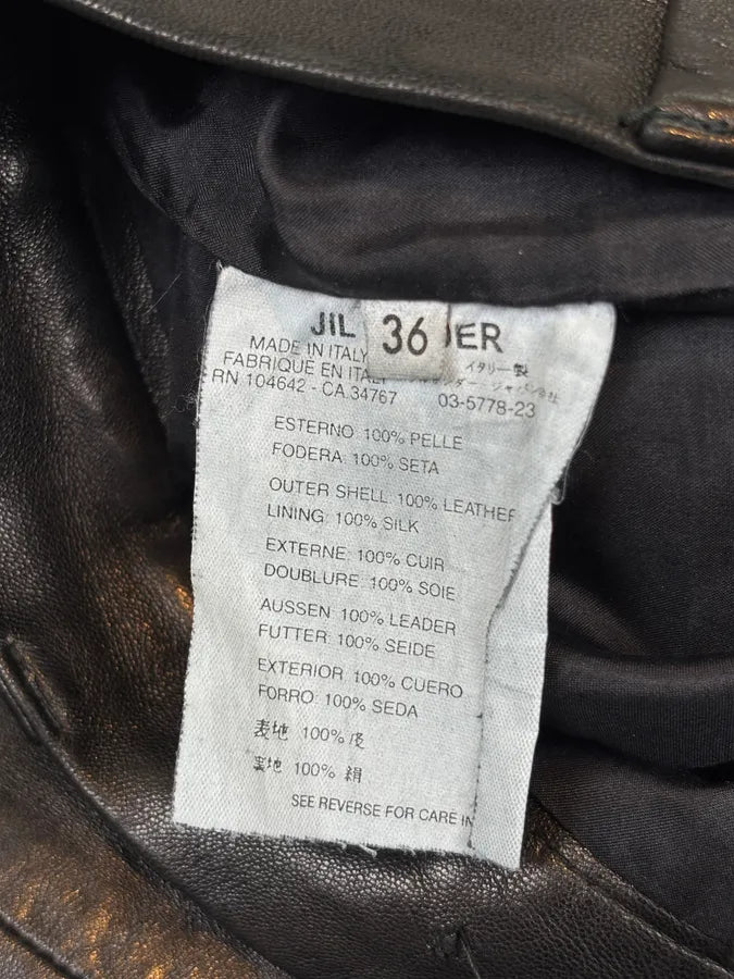 2000s Jil Sander Lambskin Leather Silk Lined Black Pants GYWGLYa 9