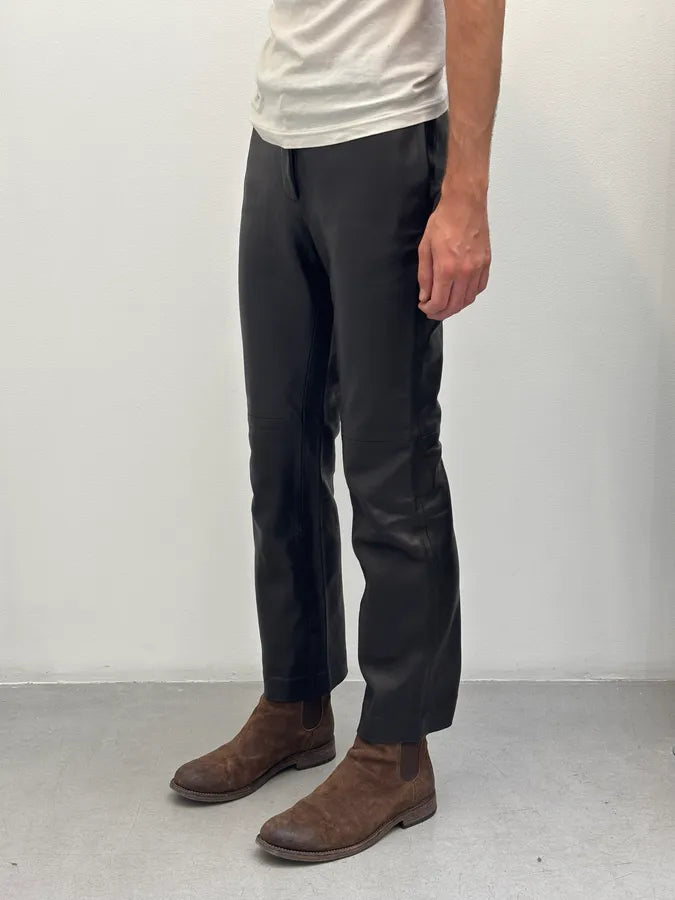 2000s Jil Sander Lambskin Leather Silk Lined Black Pants GYWGLYa 2