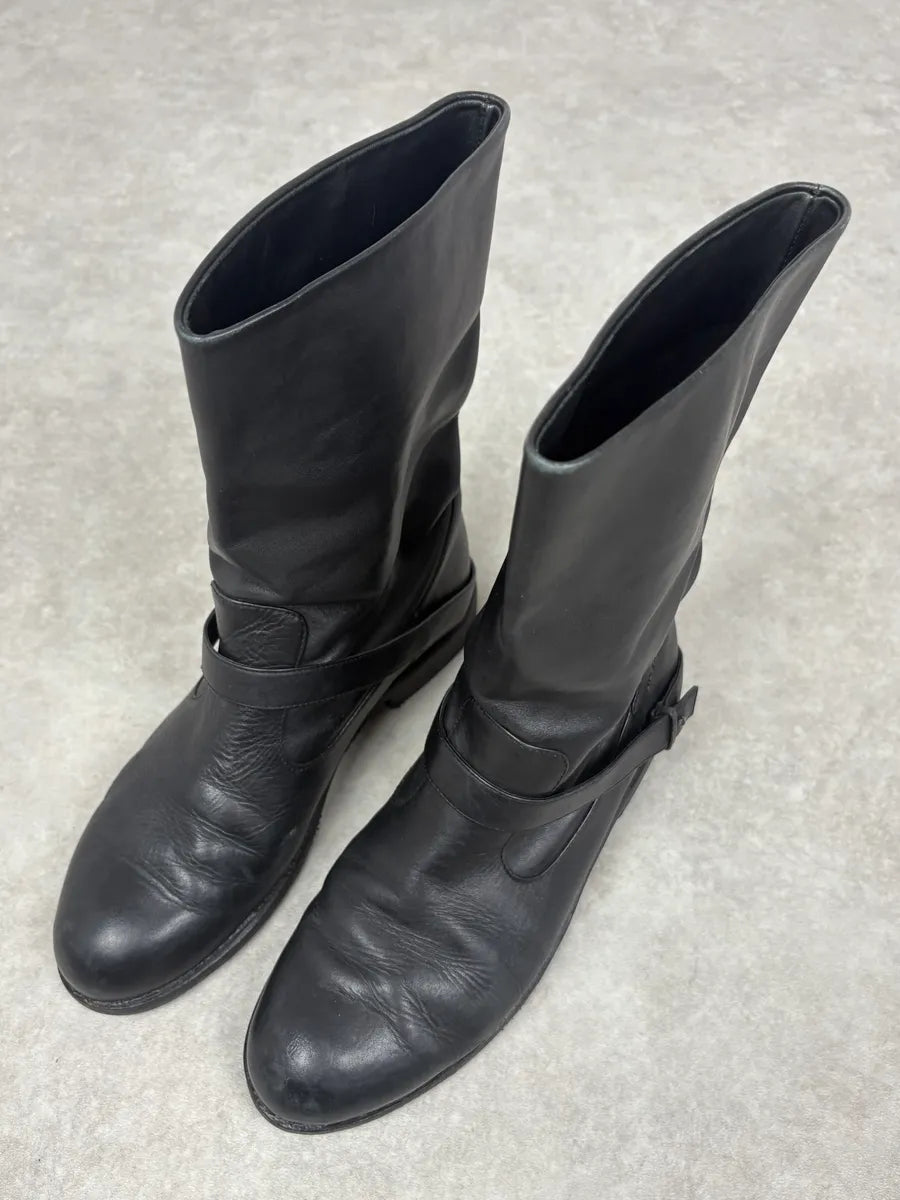 Jil Sander Mid Calf Leather Black Ankle Boots RZqvUGU 2