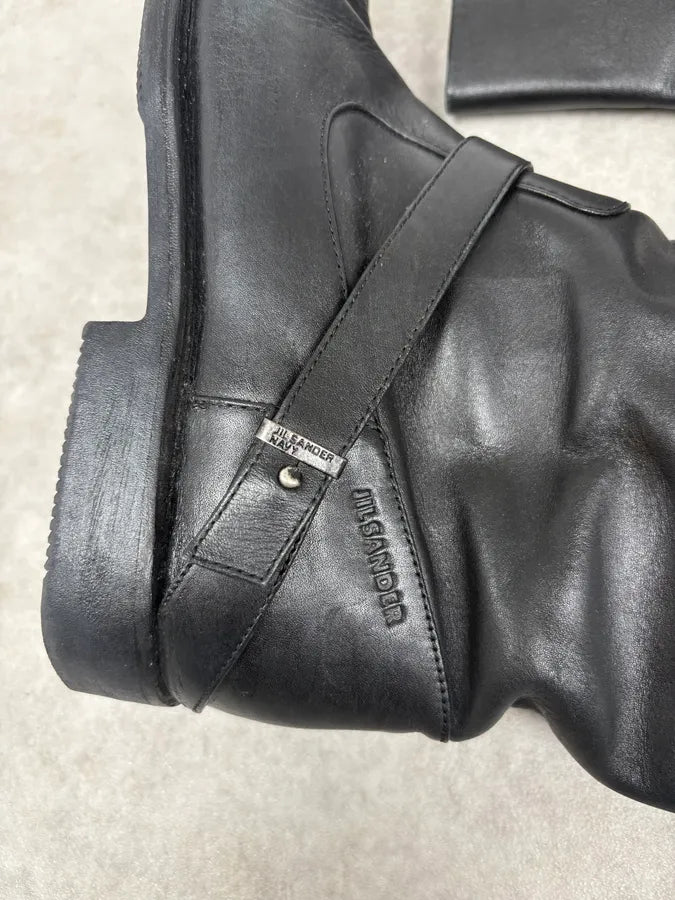 Jil Sander Mid Calf Leather Black Ankle Boots RZqvUGU 4