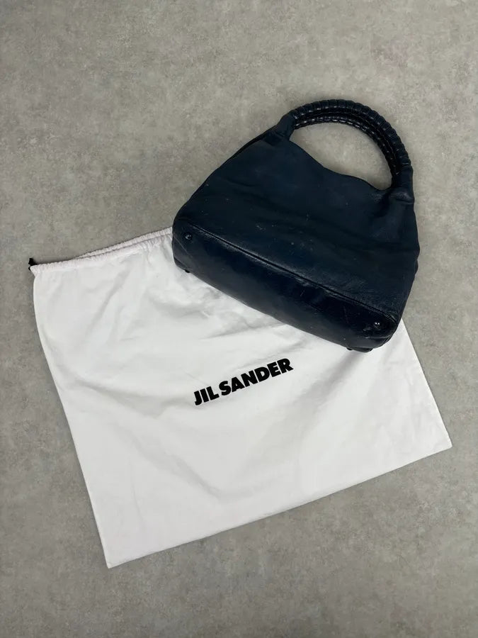 Jil Sander Navy Leather Hobo Bag with Wrapped Handle AdmkOPd 3