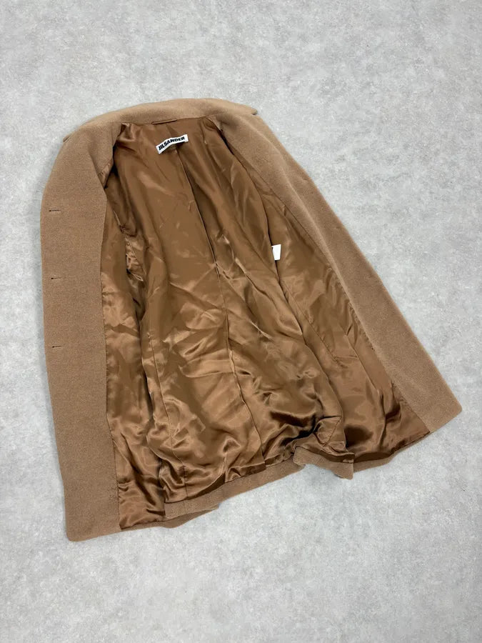 2000s Jil Sander Beige Long Minimalist Coat jvhCLWy 6