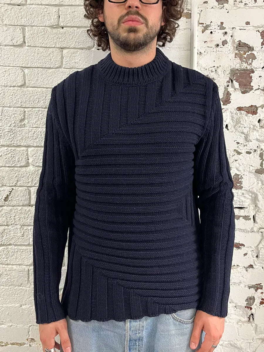 Jil Sander Navy Wool Irregular Sweater EnXyuoQ 1
