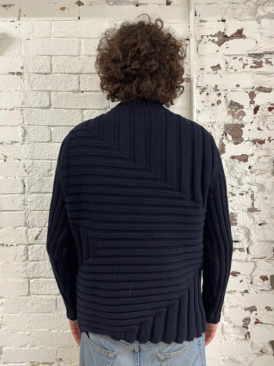 Jil Sander Navy Wool Irregular Sweater EnXyuoQ 2