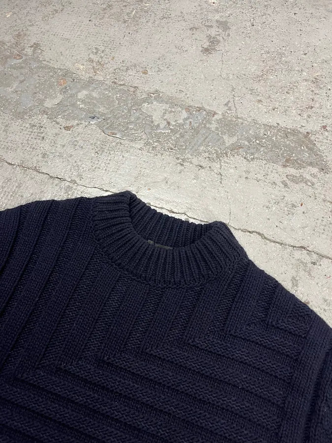 Jil Sander Navy Wool Irregular Sweater EnXyuoQ 3