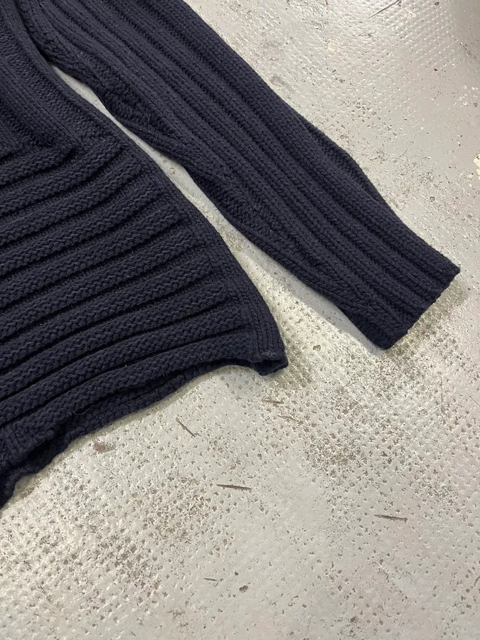 Jil Sander Navy Wool Irregular Sweater EnXyuoQ 4
