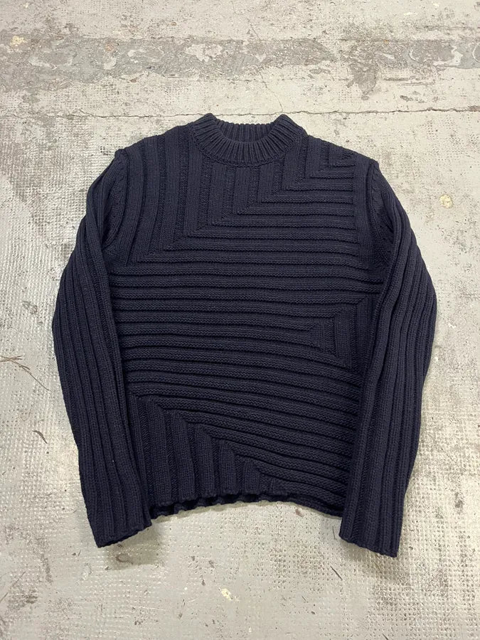 Jil Sander Navy Wool Irregular Sweater EnXyuoQ 5