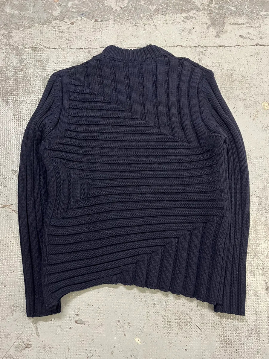 Jil Sander Navy Wool Irregular Sweater EnXyuoQ 6