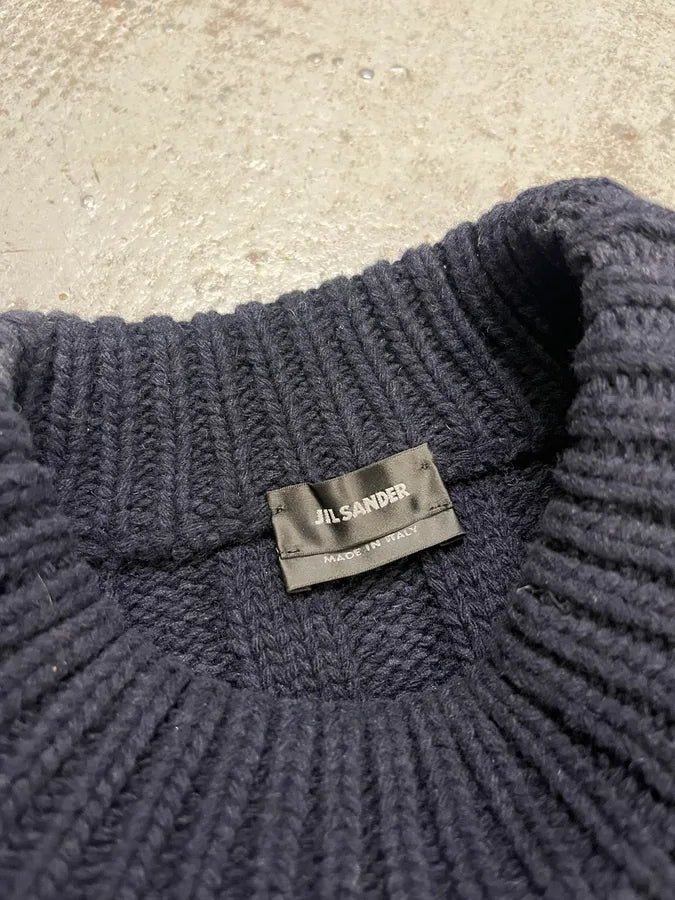 Jil Sander Navy Wool Irregular Sweater EnXyuoQ 7
