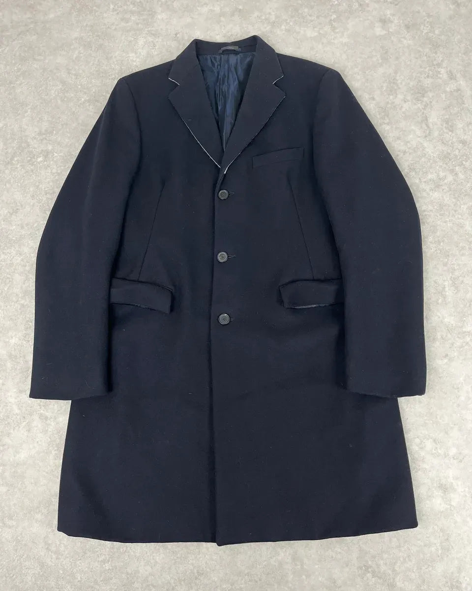 Jil Sander Navy Wool Long Coat wtlyxzU 0