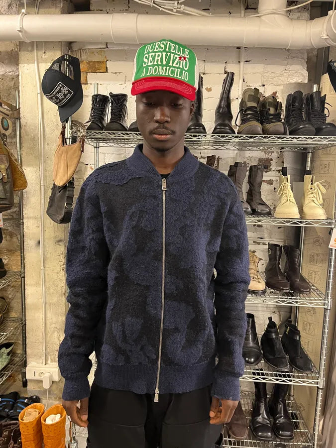 Jil Sander Navy Wool Two Tone Zip-up Sweater lryMvlB 1