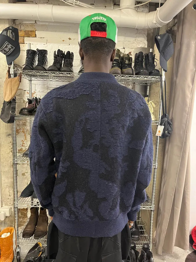 Jil Sander Navy Wool Two Tone Zip-up Sweater lryMvlB 2