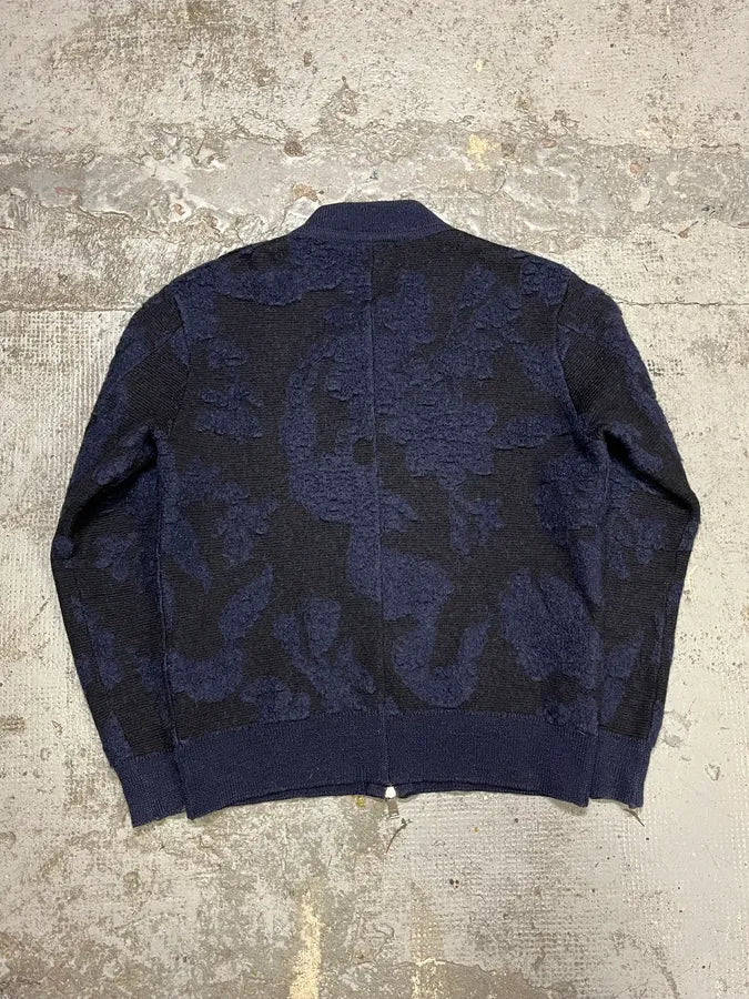 Jil Sander Navy Wool Two Tone Zip-up Sweater lryMvlB 5