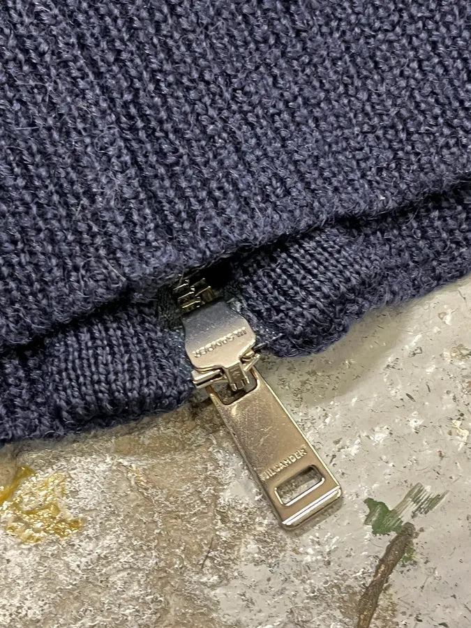 Jil Sander Navy Wool Two Tone Zip-up Sweater lryMvlB 9