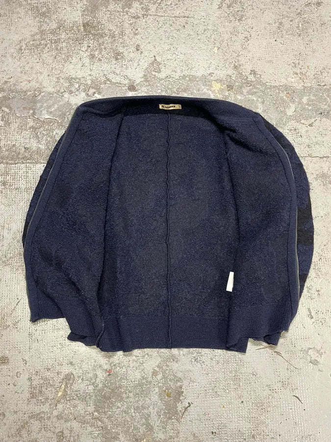 Jil Sander Navy Wool Two Tone Zip-up Sweater lryMvlB 7