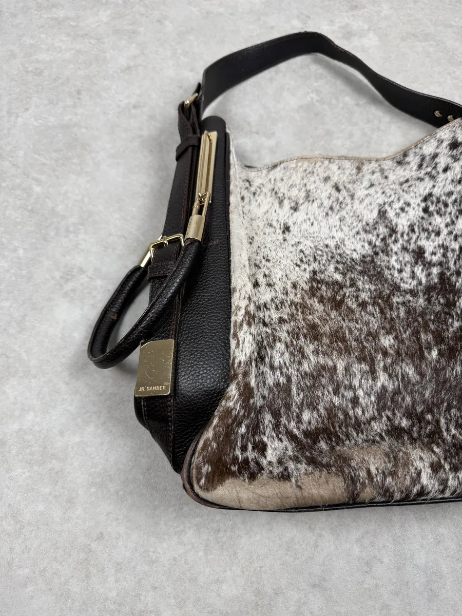 Jil Sander Pony Hair Brown Cow Print Handle Bag gZJuxAl 11