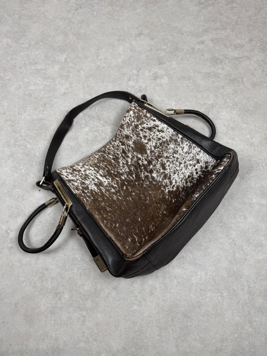 Jil Sander Pony Hair Brown Cow Print Handle Bag gZJuxAl 7