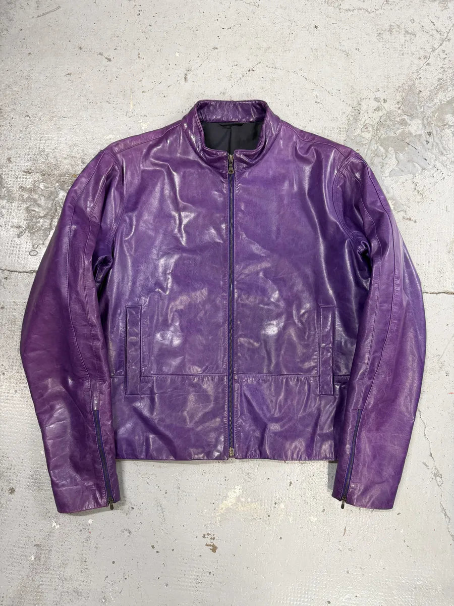 Jil Sander Purple Biker Leather Jacket HNXMVPb 0