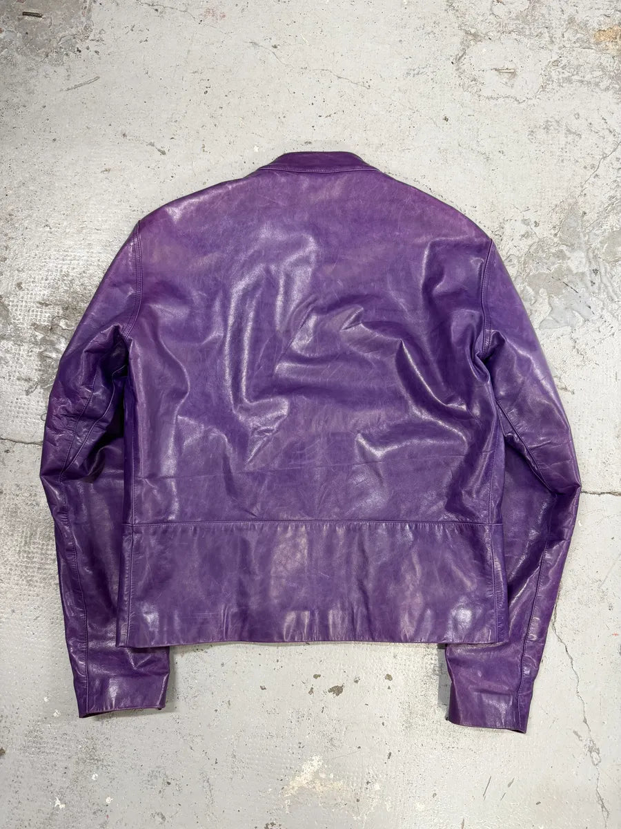 Jil Sander Purple Biker Leather Jacket HNXMVPb 1