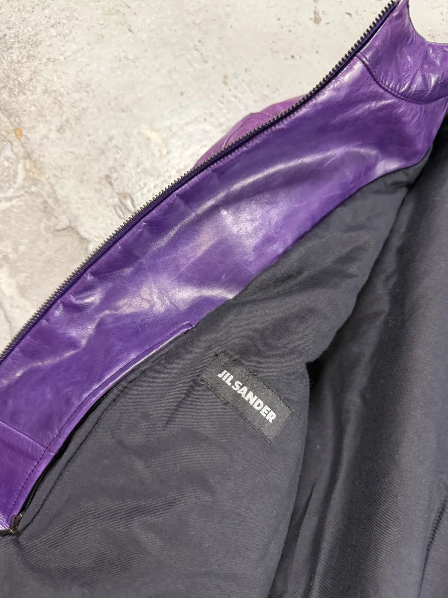 Jil Sander Purple Biker Leather Jacket HNXMVPb 10