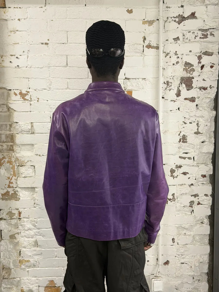 Jil Sander Purple Biker Leather Jacket HNXMVPb 3