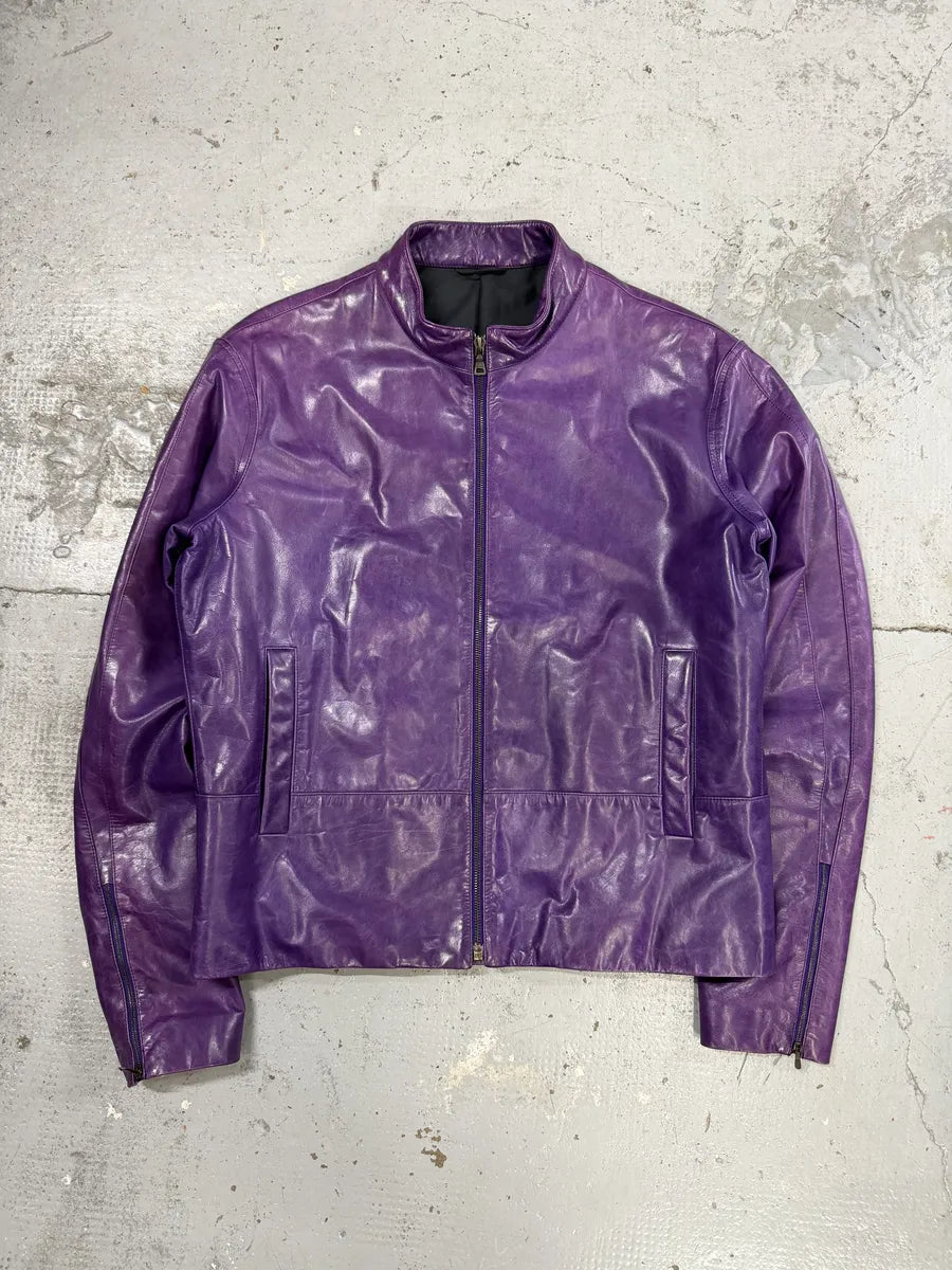 Jil Sander Purple Biker Leather Jacket HNXMVPb 4