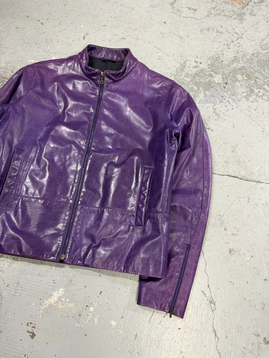 Jil Sander Purple Biker Leather Jacket HNXMVPb 5