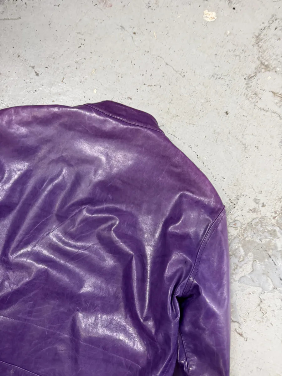 Jil Sander Purple Biker Leather Jacket HNXMVPb 6