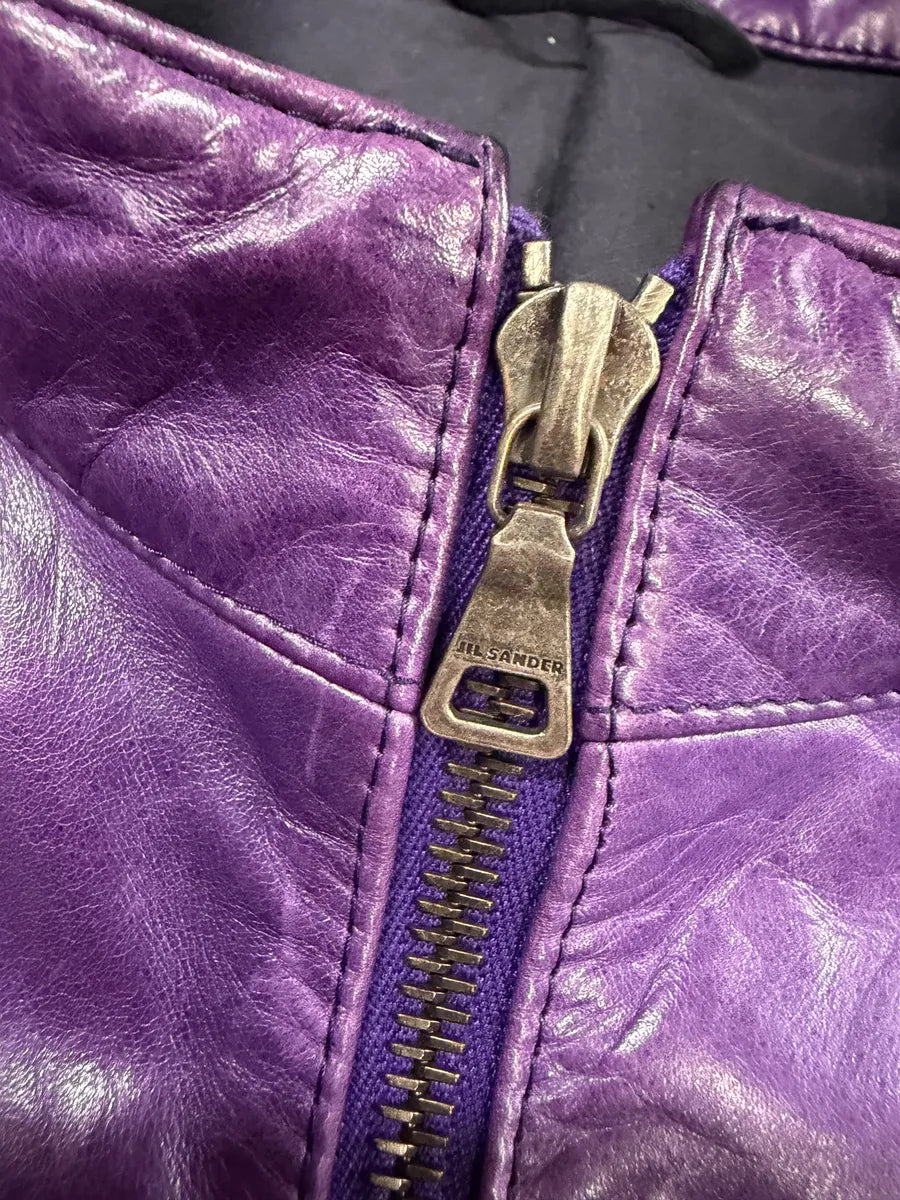 Jil Sander Purple Biker Leather Jacket HNXMVPb 7