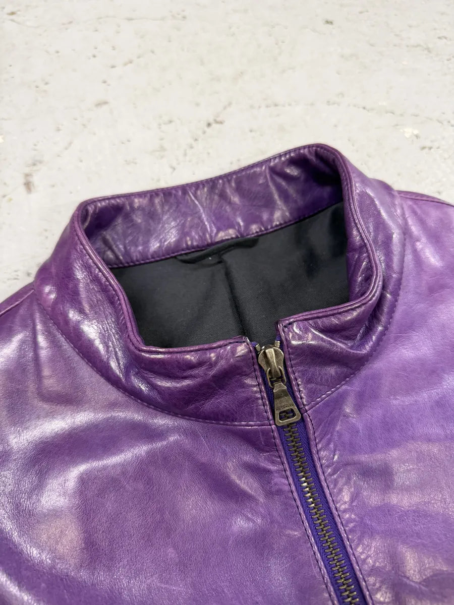 Jil Sander Purple Biker Leather Jacket HNXMVPb 8