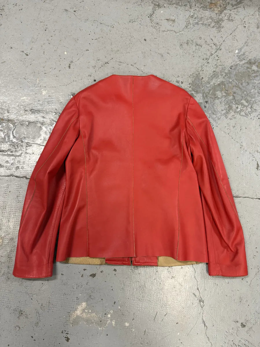 Jil Sander Red Premium Biker Leather Jacket fbLMkgy 1