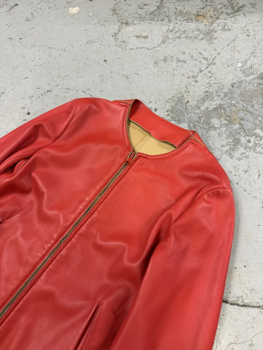 Jil Sander Red Premium Biker Leather Jacket fbLMkgy 11