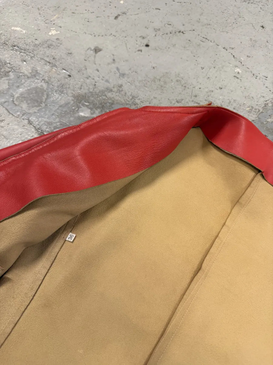 Jil Sander Red Premium Biker Leather Jacket fbLMkgy 6