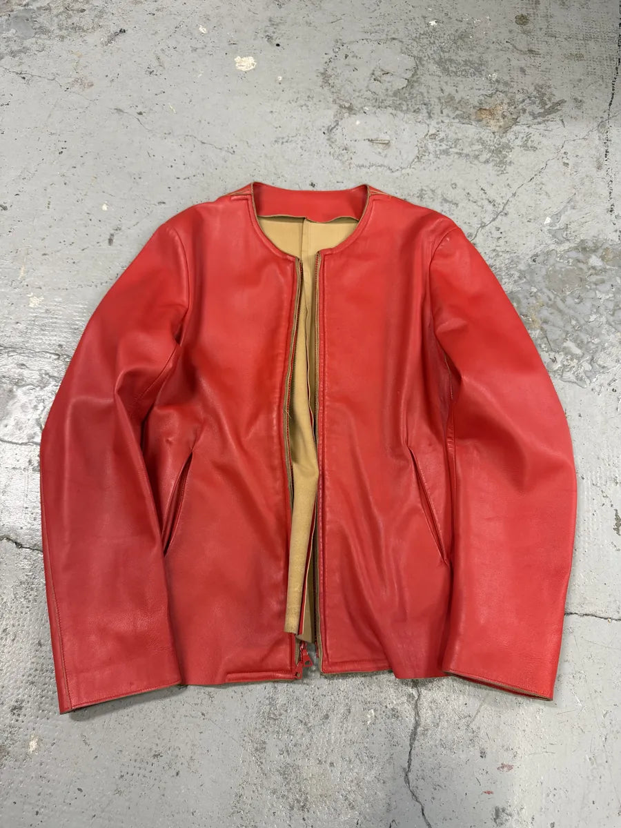Jil Sander Red Premium Biker Leather Jacket fbLMkgy 7