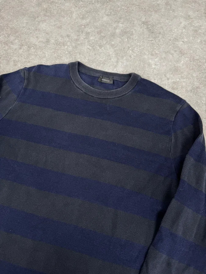 Jil Sander Striped Cotton Knit Blue Sweater dQUtRyk 4