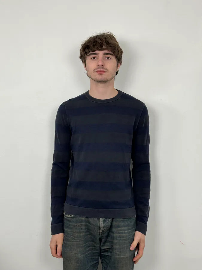 Jil Sander Striped Cotton Knit Blue Sweater dQUtRyk 1