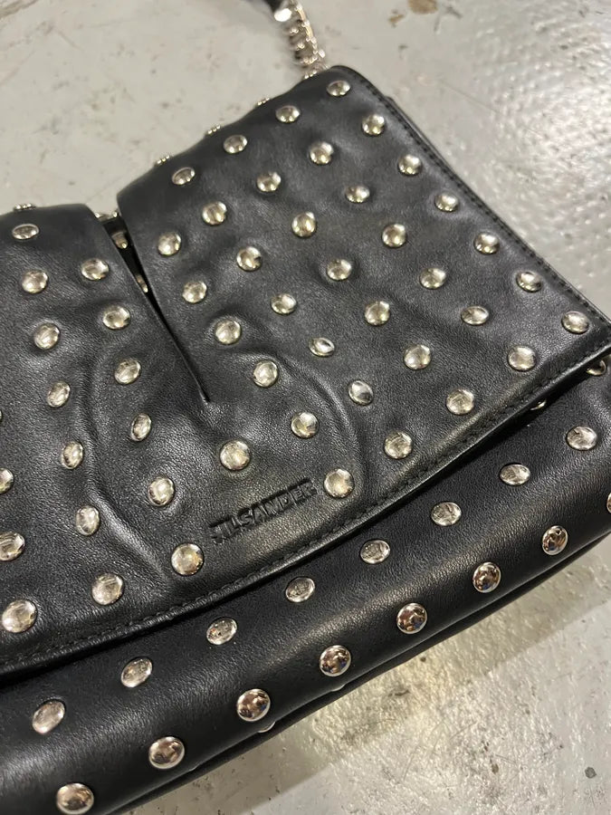 Jil Sander Studded Black Leather Shoulder Bag xAsbEQR 3